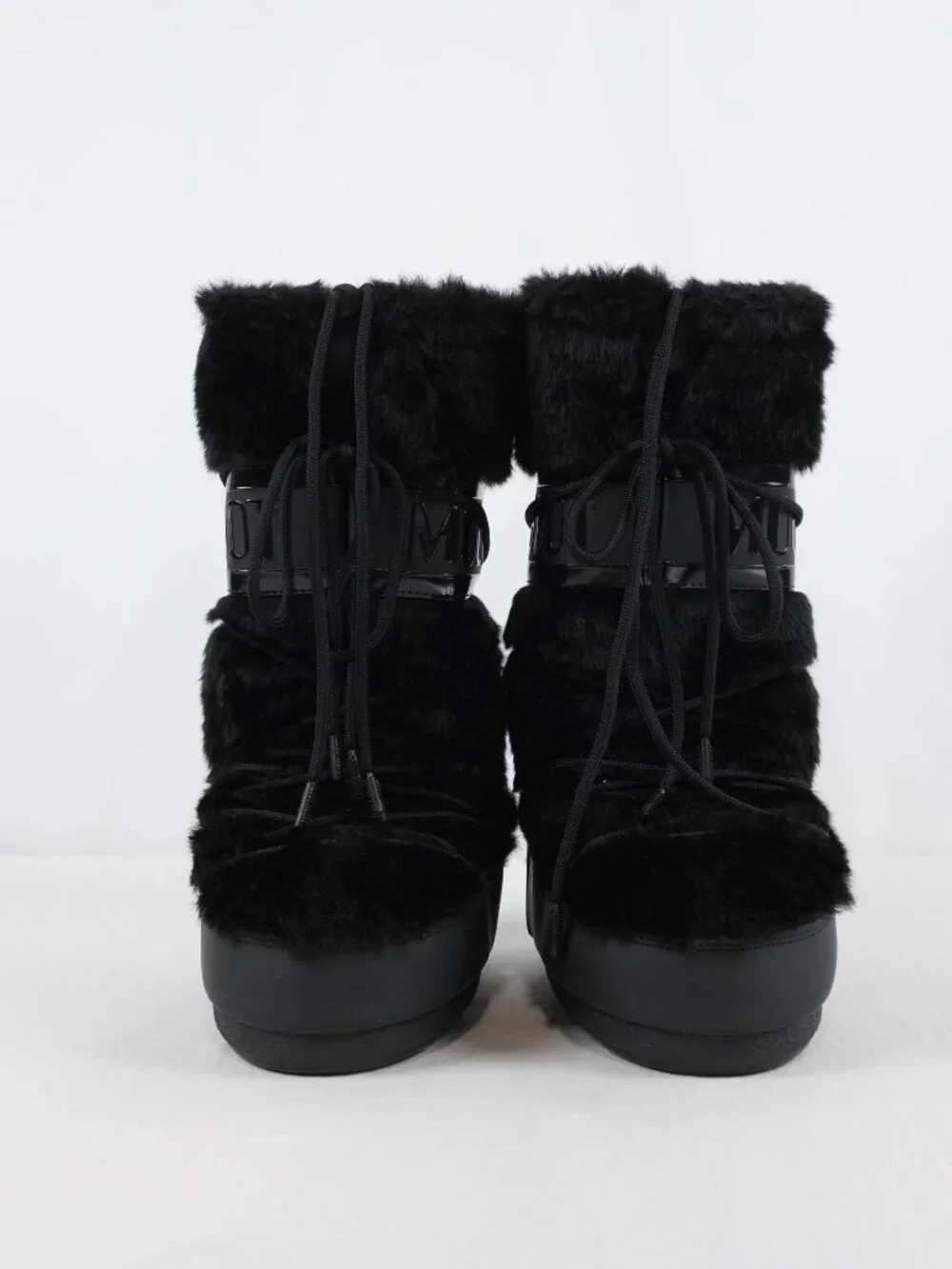 Moon Boot Icon Logo Faux-Fur Tall Boots In Black - Moon Boot Size 35/38